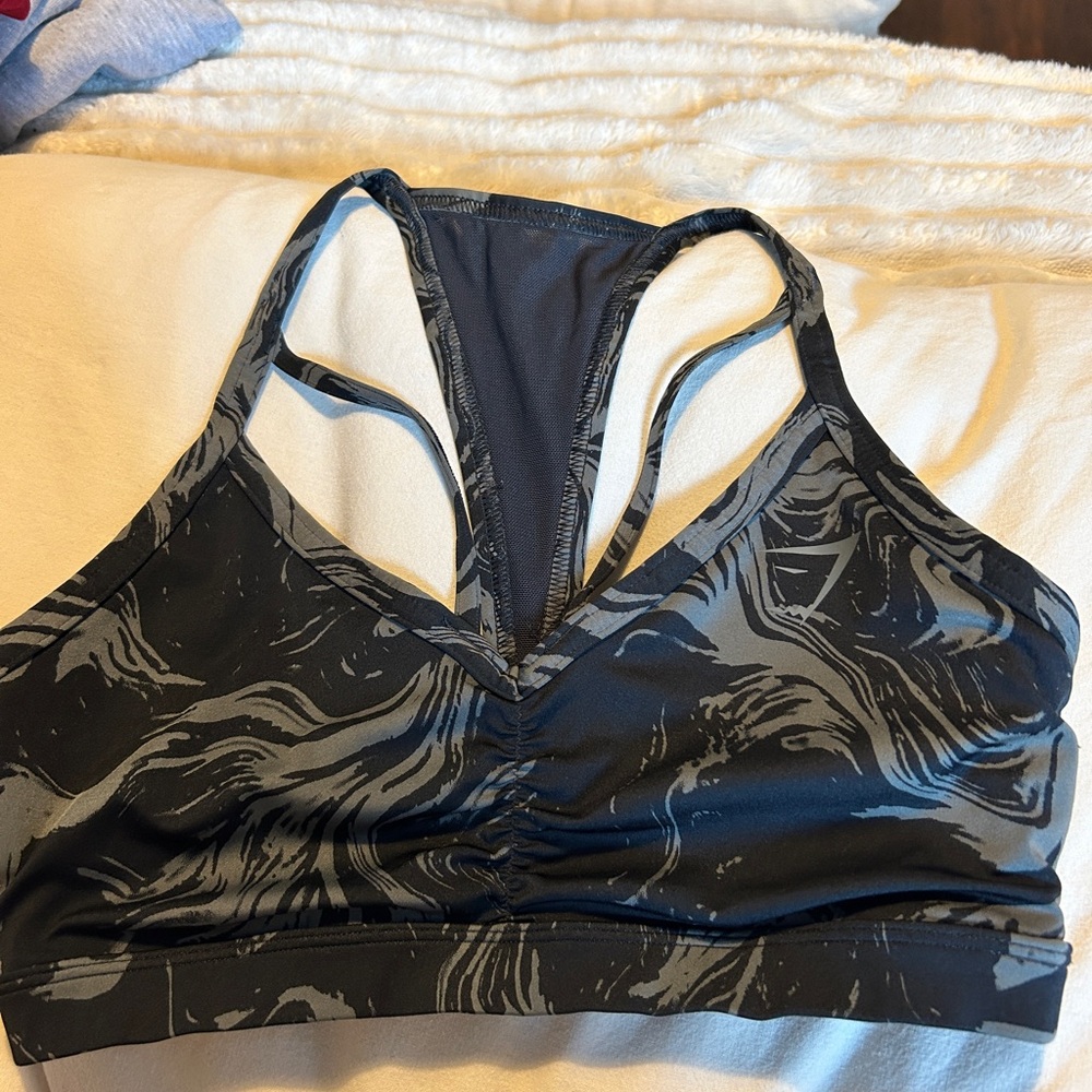 Gymshark Black and Gray Patterned Sports Bra